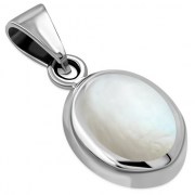 Mother of Pearl Oval Silver Pendant, p625